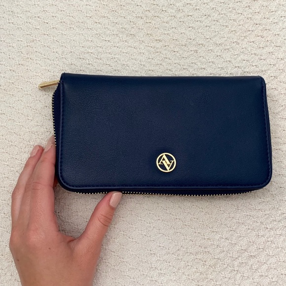 Adrienne Vittadini Handbags - Adrienne Vitadinni Navy Blue Leather Wallet